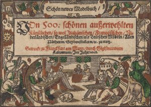 Titelblad fra Schön newes Modellbuch Side 1r, 1608. af Unbekannt