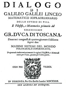 Titelblad af Dialogo, af Galileo, 1632 af Unbekannt