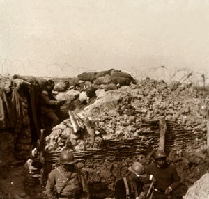 Skyttegrave, Champagne, Nordfrankrig, c1914-c1918 af Unbekannt