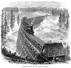 Trestle Bridge på Union Pacific Railroad, USA, 1876 af Unbekannt