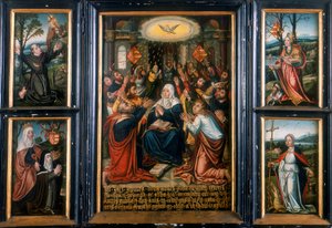 Triptykon, med det centrale panel, der viser Helligånden i pinsen af Unbekannt