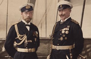 Zar Nicholas II og Kaiser Wilhelm II i Björkö, 1905. af Unbekannt