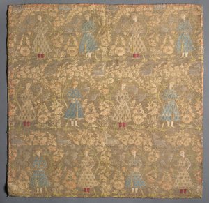 Twillvævet med falkoner blandt rosenbuske, 1650-1699. af Unbekannt