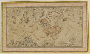 Two Camels Fighting, slutningen af det 16.-begyndelsen af det 17. århundrede. af Unbekannt