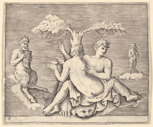 Two Lovers with Pan, udgivet ca. 1599-1622. af Unbekannt