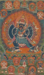 Vajrabhairava med sin kone Vajravetali, 1700-tallet. af Unbekannt