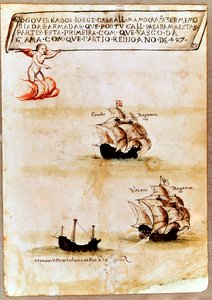 Vasco da Gamas flåde til søs, 1497 af Unbekannt