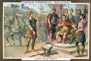 Vercingetorix overgiver sig til Julius Cæsar, c46 f.Kr., 1800-tallet af Unbekannt