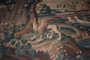 Girafgrønt, Aubusson -gobelin - fantastiske dyredetaljer af Unbekannt