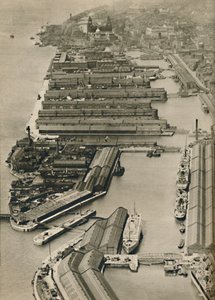 Skibe sejler fra Liverpool til havne over hele verden, fra floden Mersey, 1936 af Unbekannt