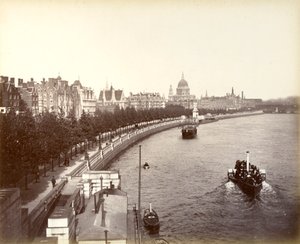 Victoria Embankment, der viser Temple Gardens og St Pauls Cathedral, London, 1887 af Unbekannt