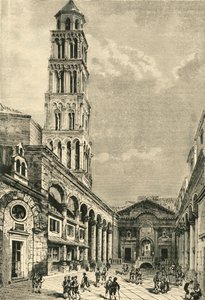 Udsigt i Spalatro, Viser Campanile og Peristyle af Diocletian Palace, 1890. af Unbekannt
