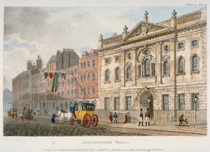 Udsigt over isenkræmmerhallen og mennesker og en bus i Fenchurch Street, City of London, 1811 af Unbekannt