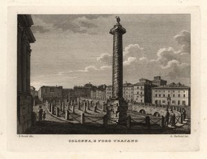 Udsigt over Trajans søjle og Trajans forum, Colonna e Foro Trajano af Unbekannt