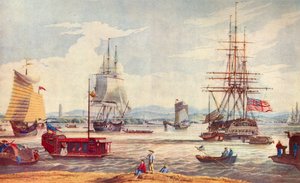 Udsigt over Whampoa, Canton River, Kina, 1938 af Unbekannt