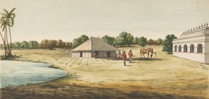 Udsigt over en Chaudézie i det indre af et engelsk rejsendetelt, ca. 1828-30. af Unbekannt