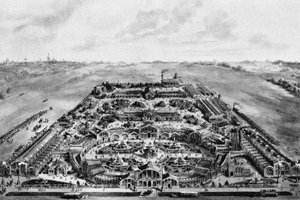 Udsigt over den all-russiske udstilling af 1882 Khodynka, Moskva, 1882 af Unbekannt