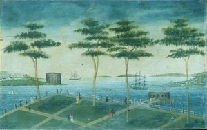 Udsigt over batteriet, New York, 1800-1850. af Unbekannt