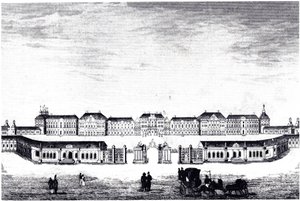 Udsigt over Catherine Palace i Tsarskoye Selo, ca. 1840 af Unbekannt