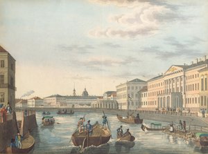 Udsigt over Fontanka-floden i Sankt Petersborg, 1820