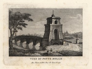 Udsigt over Milvian Bridge of Milvian Bridge, Ponte Molle, Rom af Unbekannt