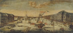 Udsigt over Neva-flodens bredder, 1753 af Unbekannt