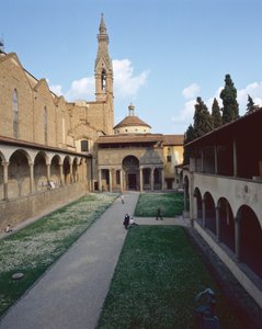Udsigt over Pazzi-kapellet, facaden og Campanile (foto) af Unbekannt