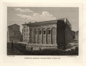 Udsigt over Temple of Portunus, Tempio di Portuno eller Tempio della Fortuna Virile af Unbekannt