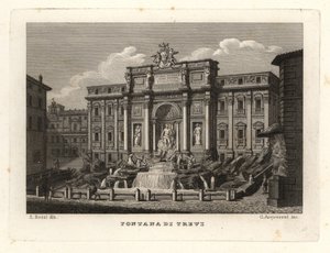 Udsigt over Trevi-fontænen, Fontana di Trevi, Rom af Unbekannt