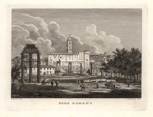 Udsigt over ruinerne af Forum Romanum, Foro Romano af Unbekannt