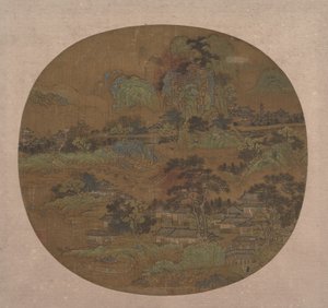 Landsby og templer i Jiangnan, begyndelsen af det 15. århundrede. af Unbekannt