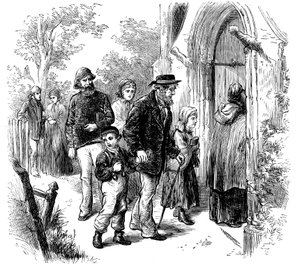 Landsbyboere går i kirke søndag, London, 1872 af Unbekannt