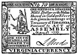 Virginia papirpenge, 1777 c1880 af Unbekannt