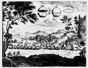 Von Guerickes demonstration af lufttrykkets styrke, 1672 af Unbekannt