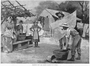 Vaskedag - Alle hænder kaldet ind for at hjælpe, 1889 af Unbekannt