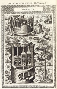 Vandforsynings- og behandlingsmaskine til at hæve vand fra en brønd af Unbekannt