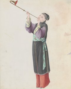 Akvarel af musiker, der spiller laba, slutningen af det 18. århundrede. af Unbekannt