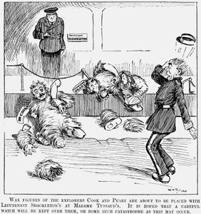 Voksmodeller af Peary og Cook, polarforskere, hos Madame Tussauds, London, 1909 af Unbekannt