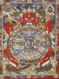 Livets hjul eller Samsaras hjul (Mandala). Kopan kloster, Bhaktapur, Nepal af Unbekannt