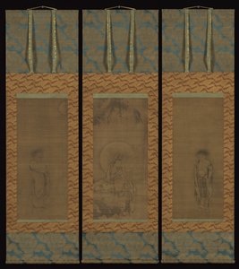 Hvidklædt Guanyin med Hanshan og Shide, 1300-tallet. af Unbekannt