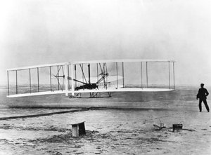 Wilbur og Orville Wright og den første motordrevne flyvning, North Carolina, 17. december 1903 af Unbekannt
