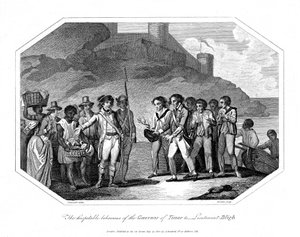 William Bligh, britisk flådeofficer modtaget af guvernøren i Timor, 14. juni 1789 1802 af Unbekannt