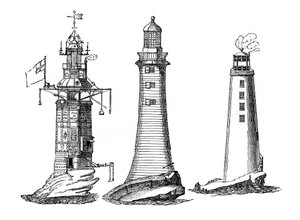 Fyrtårnene Winstanley, Smeaton og Rudyerd, 1833 af Unbekannt