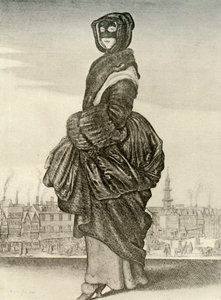 Vinter - Udendørs vinterkjole af engelsk kvinde, regeringstid af Charles I, c1620-1640, 1937 af Unbekannt