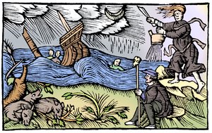 Heks, der rejser en storm, 1562 af Unbekannt
