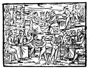 Hekse og troldmænd fester på sabbatten, 1608 af Unbekannt