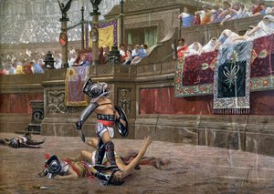 Med en drejet tommelfinger, Pollice Verso, 1872 af Unbekannt