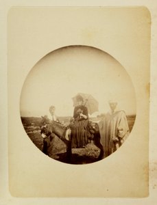 "Kvinde rider på et æsel", c 1890 af Unbekannt