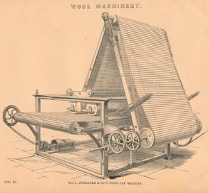 Uldmaskineri: Ferrabee & Co.s Wool Lap Machine, c1880 af Unbekannt