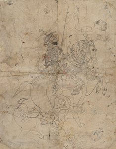 Tilbedelse af Brijnathanji og Swamini recta, rytterportræt verso, K. 1800. af Unbekannt